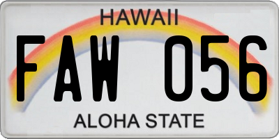 HI license plate FAW056