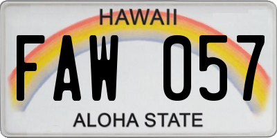 HI license plate FAW057