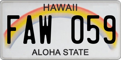 HI license plate FAW059