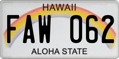 HI license plate FAW062