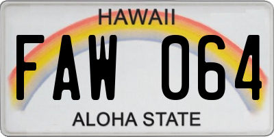 HI license plate FAW064