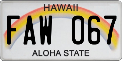 HI license plate FAW067