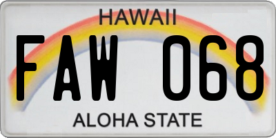 HI license plate FAW068
