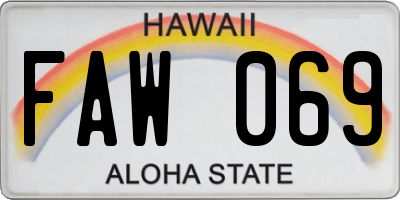 HI license plate FAW069