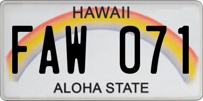 HI license plate FAW071