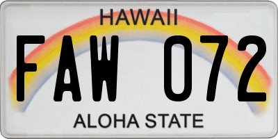 HI license plate FAW072