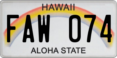 HI license plate FAW074