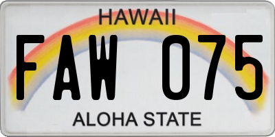 HI license plate FAW075