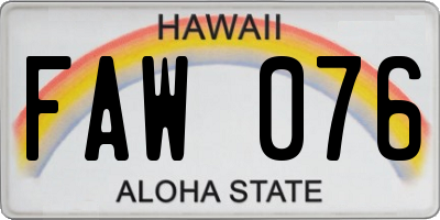 HI license plate FAW076