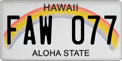 HI license plate FAW077