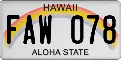 HI license plate FAW078