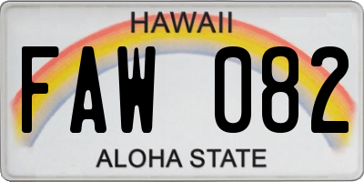 HI license plate FAW082