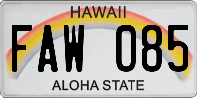 HI license plate FAW085