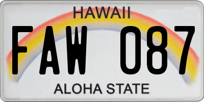 HI license plate FAW087