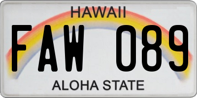 HI license plate FAW089