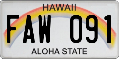 HI license plate FAW091