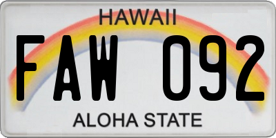 HI license plate FAW092