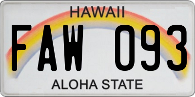HI license plate FAW093