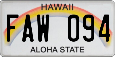 HI license plate FAW094