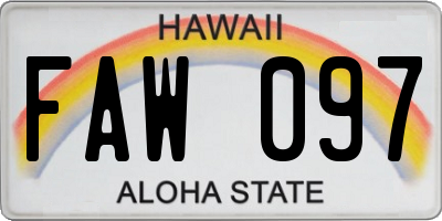 HI license plate FAW097