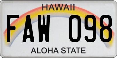 HI license plate FAW098