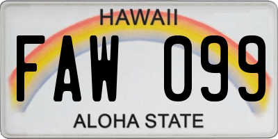 HI license plate FAW099