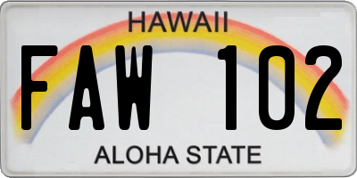 HI license plate FAW102