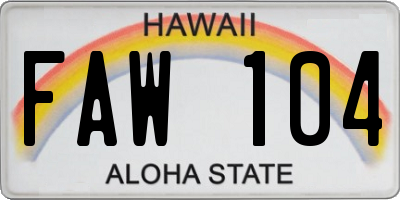 HI license plate FAW104