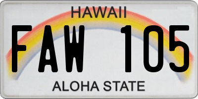 HI license plate FAW105