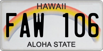HI license plate FAW106