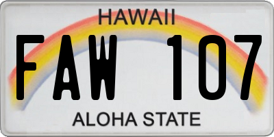 HI license plate FAW107