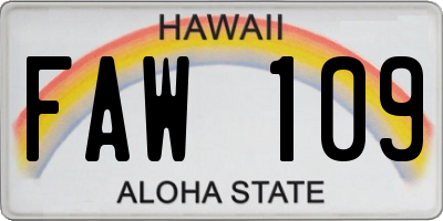 HI license plate FAW109