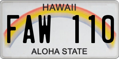 HI license plate FAW110