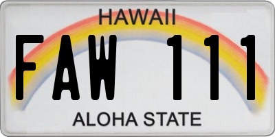 HI license plate FAW111