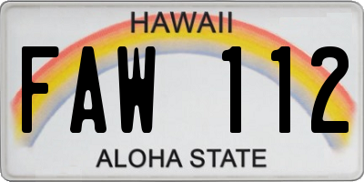 HI license plate FAW112