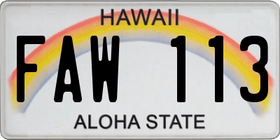 HI license plate FAW113