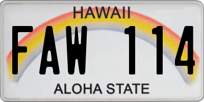 HI license plate FAW114