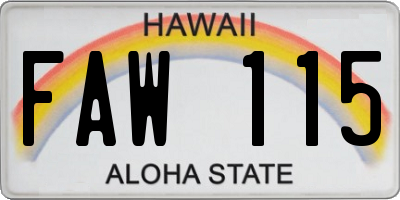 HI license plate FAW115
