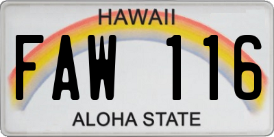 HI license plate FAW116