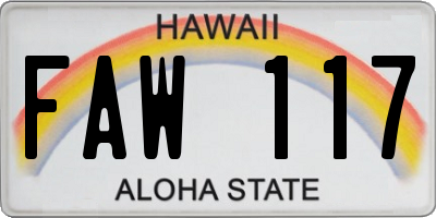 HI license plate FAW117