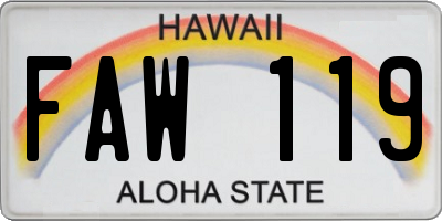 HI license plate FAW119