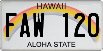 HI license plate FAW120