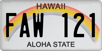 HI license plate FAW121