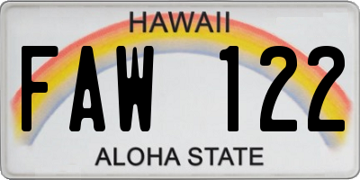 HI license plate FAW122