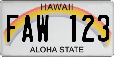 HI license plate FAW123