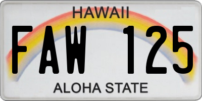 HI license plate FAW125