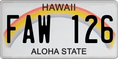 HI license plate FAW126