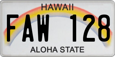 HI license plate FAW128