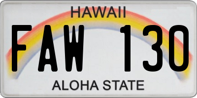 HI license plate FAW130
