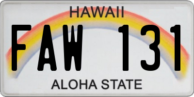HI license plate FAW131